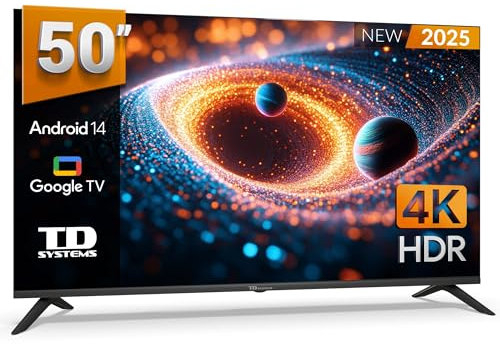 TD Systems - Smart TV 50 Pulgadas 4K Android 14, Control por Voz, televisión TDT 2025. Televisor con 3 años de Garantia - PRIME50C21GLE
