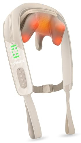 Snailax Cordless Neck Massager with Heat, Shiatsu Neck and Shoulder Massager for Deep Tissue, Kneading Back Massage Pillow for Leg, Body, 2 Heating Levels, Gifts for Men Women