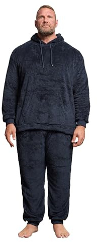 BadRhino Big & Tall Blue Super Soft Fleece Lounge Set - Men's - Plus Size Curve