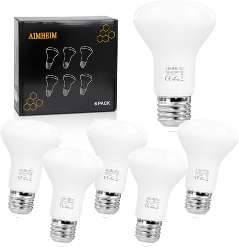 AIMHEIM E27 LED Lampen R63 Dimmbar Warmweiss 3000K, 7W Reflektor Lampen Birnen Ersatz 70W, R63 E27 Leuchtmittel, 6 Stück