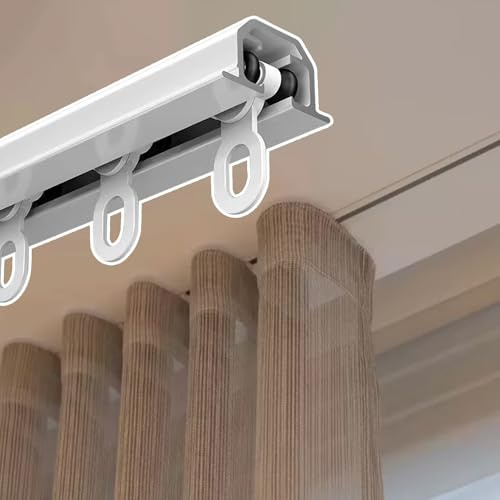 ZIMGOD Rideau Rail Douche Fixé au Plafond, Rail de Rideau Dissimulé pour Balcon de Chambre, Barre de Rideau Intégrée pour Bureau, Tringle à Rideau Découpable(4.0m/13ft)