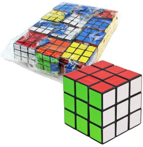 BEMIRO Zauberwürfel Set, 12 Stück, 5 x 5 cm, Klassisches 3x3 Knobelspiel aus Kunststoff, Denkspiel für Kinder ab 3 Jahre