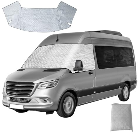 Windschutzscheibenabdeckung für Mercedes Sprinter 2006–2018, Silberne Externe Thermo Scheibenabdeckung Wasserdicht, Schutz vor Sonne UV-Strahlung Schnee EIS und Frost