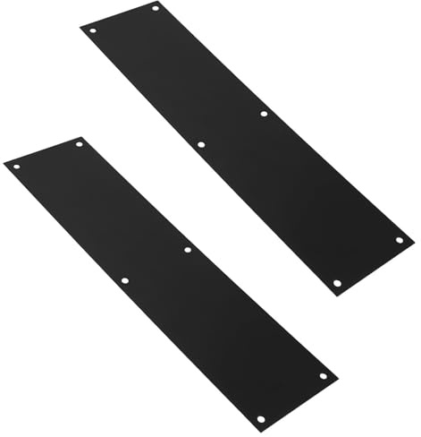 GALPADA 2pièces Lot de Plaques de Protection Porte Inox Noir Plaque de Poussée Résistante aux Rayures Kit avec Vis pour Intérieur et Extérieur