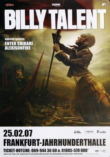 Billy Talent - Live on Tour, Frankfurt 2007 » Konzertplakat/Premium Poster | Live Konzert Veranstaltung | DIN A1 «
