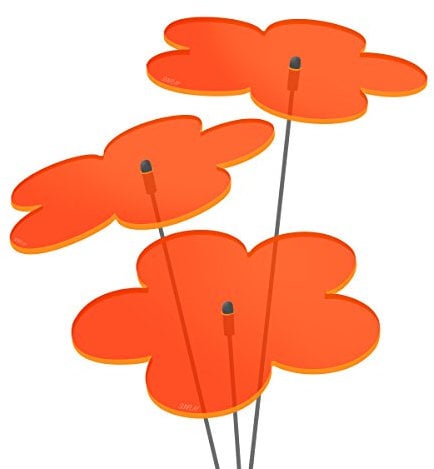 SUNPLAY Sonnenfänger Blumen in ORANGE, 3 Stück je 10 cm Durchmesser im Set + 35 cm Schwingstäbe
