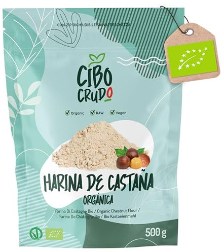 Harina de Castañas Ecológica - 500g. Harina de Castaña Natural y Cruda Sin Gluten.