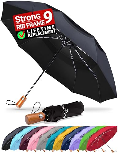 Hochwertiger großer winddichter Doppelschirm für Regen, Reise-Regenschirm, kompakter, automatischer Regenschirm, übergroßer Regenschirm, schwarzer Regenschirm für Damen und Herren, kompakter