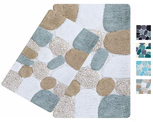 Badvorleger, Kieselsteine, rutschfest, Grau/Beige, 2 Stück