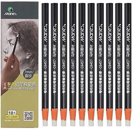 Radiergummi-Radiergummi, Stiftform, runde Spitze, Highlight, Schulbedarf, 10 Stück (7 mm)