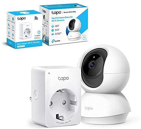 TP-Link Tapo C200 WLAN IP Kamera Überwachungskamera (Linsenschwenkung- und Neigung, 1080p-Auflösung, 2-Wege-Audio) Weiß + smarte WLAN Steckdose (Fernzugriff, Zeitpläne) weiß