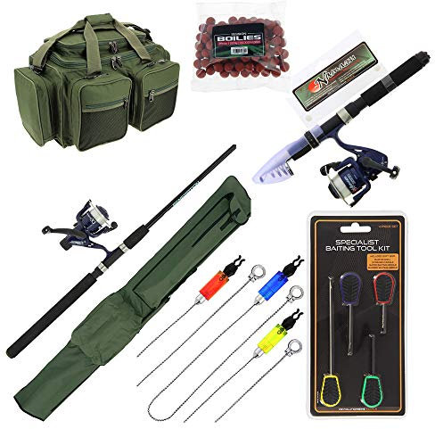 G8DS XXL Angelset, Zwei Ruten, Rutentasche, Boilies, Allzwecktasche, Ködernadeln, Kettenanzeiger, Outdoor, Freizeit, Angeln