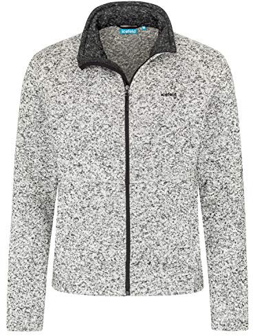 icefeld Herren Fleece Jacke in grau,marineblau oder schwarz meliert (L, Grau)