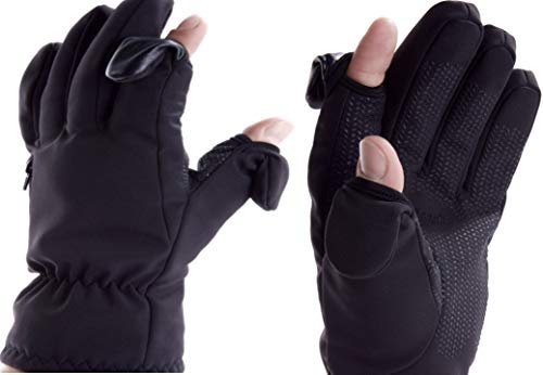 Easy Off Gloves Ski- und Fotografie-Handschuhe, Unisex, mit Magnetverschluss, mit Reißverschlusstasche für Speicherkarten, Größe XL