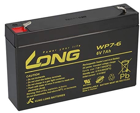 LONG AGM-Batterie kompatibel 3-FM-7 20HR 3 FM 7 3FM7 6V 7Ah AGM-Blei wie 7,0Ah 7,2Ah