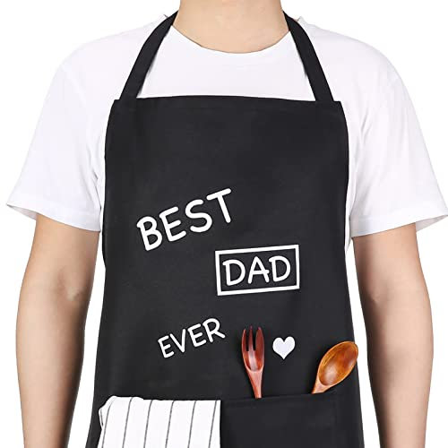 Zihuatailer lustige Schürze für Papa, Baumwollschürze für Männer BBQ Kochen - BEST DAD EVER