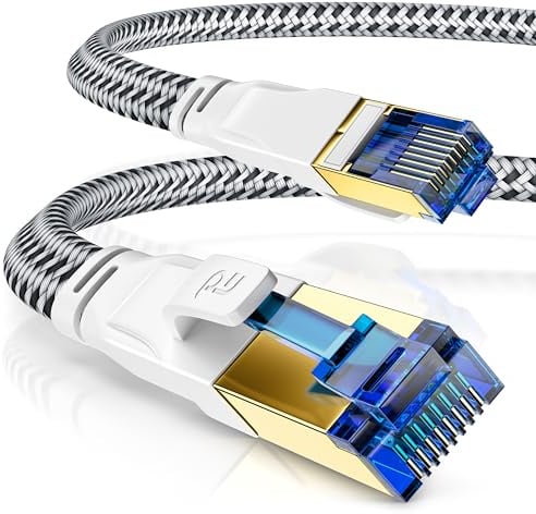 CSL - 0,25m CAT 8 Netzwerkkabel Flach und Dünn, Lan Kabel für 40 Gigabit High Speed, Internetkabel Flachbandkabel, Verlegekabel 40 Gbps Cat.8 RJ45 Kabel für Switch Router Modem PC, 0,25 Meter Weiss