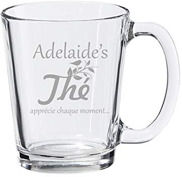 Tasse à thé, tasse en verre transparent, personnalisé avec gravure - standard