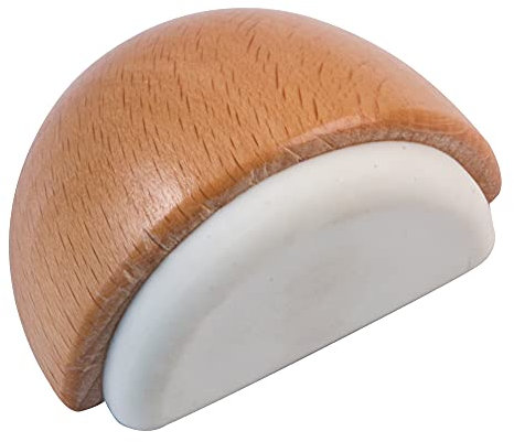 Amig - Türstopper für Böden | Selbstklebend & dekorativ | Schützt Wände & Möbel | Ø 45 x 25 mm | Halbkreis-Design | Holz & Gummi-Finish, Weiß, Buche, Zamak