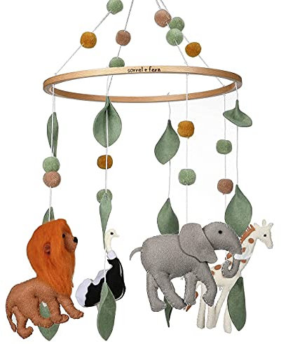 Sorrel + Fern Baby Krippe Mobile - Kinderzimmer Dekoration Decke Mobile und Baby Shower Geschenk für Jungen & Mädchen Safari Abenteuer
