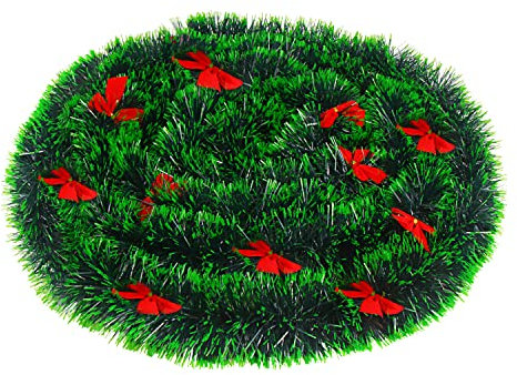 VEYLIN 10M Christmas Garland decorations, Xmas Garland with Bow ornament for Fireplace Stairs Banister Indoor Outdoor Xmas tree Decoration