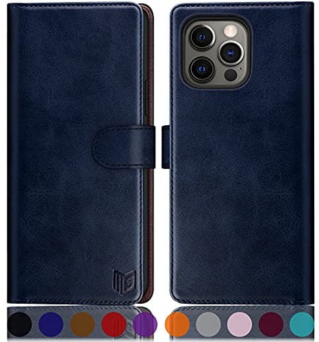 SUANPOT for iPhone 13 Pro 6.1 inch case with [Credit Card Holder][RFID Blocking],PU Leather Flip Book Protective Cover Women Men for apple 13 Pro Phone case Blue