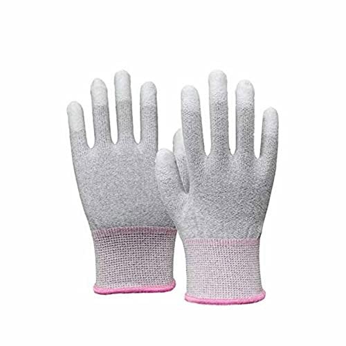 TopHomer Antistatische Handschuhe, PU Kohlefaser Handschuhe Finger Eintauchen ESD Handschuhe für die Montage elektronischer Produkte, Halbleiter, PC-Montage, Handyreparatur, Schmuck