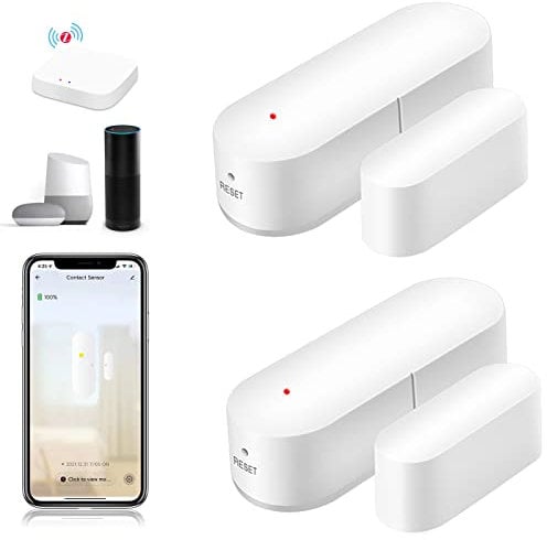 BSEED ZigBee 2er Pack Türfenstersensor Anti Diebstahl Alarm Sensor für Türen Fenster Schränke und Wohnungen kompatibel mit Tuya Alexa Google APP (Zigbee Hub Erforderlich) ohne Batterien