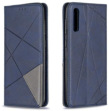 Posanter Kompatibel mit Samsung Galaxy A50 Hülle, Handyhülle Samsung A50, PU Leder Brieftasche Klappbar Flip Handytasche Schutzhülle Klapphülle (Blau)