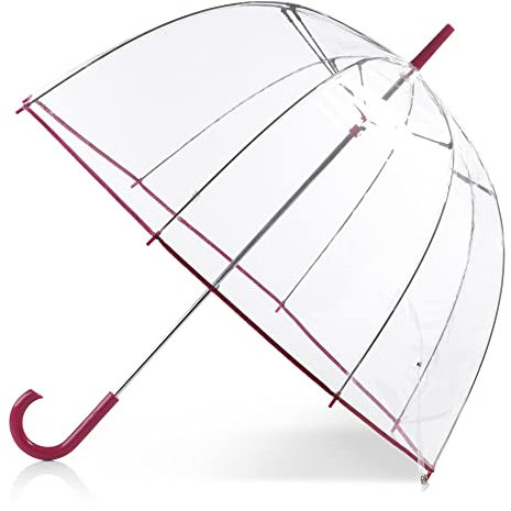 totes Damen-Regenschirm, transparent, Very Berry, Einheitsgröße, Transparenter Regenschirm mit Luftblase