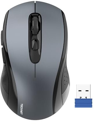 TECKNET Wireless Mouse for Laptop, 2.4GHz Mini USB Mouse 3200 DPI Optical Small Portable Cordless Mice,Ambidextrous,Computer Mice Compatible with PC, Mac and Linux, 18 Months Battery Life (Black)