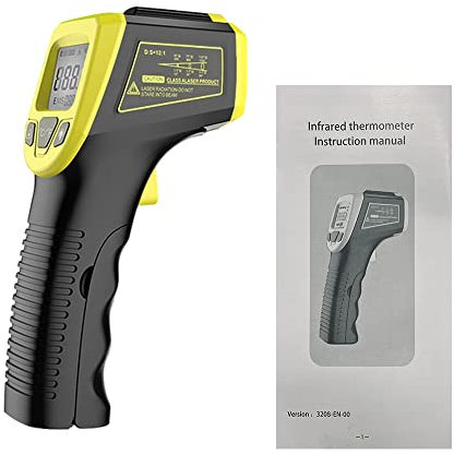 NOPNOG Heim-Infrarot-Thermometer, digitales LCD-Thermometer, berührungslos, batteriebetrieben, -50-600 Grad Celsius (Gelb)