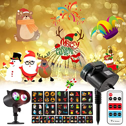 2022 Christmas Weihnachten LED Projektor Projektorlampe 18 Folien Lichter mit Fernsteuerung Weihnachts 3D Fenster Außenbeleuchtung Licht Welleneffekt Deko Lampen Welleneffekt Außen Lampen Party