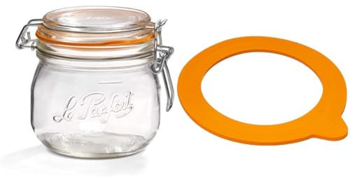 Le Parfait - Bocaux Super - 0,5L, Lot de 6 & Sachet de 10 rondelles Super - 85mm, Rouge
