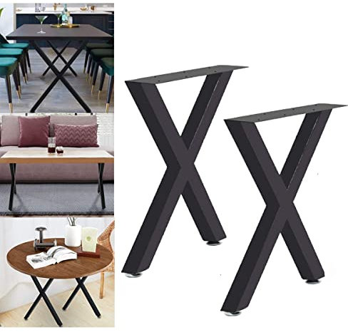 DJZZ X - Form Tischgestell Tischbeine Höhe 70cm Schwarz 2 Stück DIY Möbelfüße für Schreibtisch Couchtisch Esstisch Wohnzimmertisch