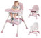 Trona Bebé Ajustable Portatil Trona Convertible 2 en 1 Silla de Comer para Bebés Plegable con Bandeja Extraíble y Cinturón de Seguridad, Almacenable,75x60x91CM (Rosa)