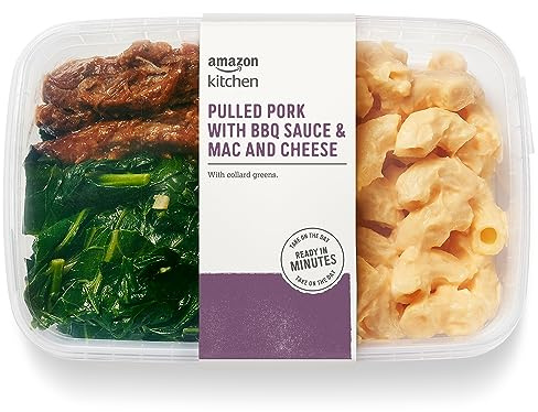 Amazon Kitchen, Pulled Pork with BBQ Sauce & Mac and Cheese, Single Serve Meal, 12 Oz