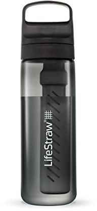 LifeStraw Go Series – Gourde filtrante sans BPA 650ml pour les voyages et l’usage quotidien. Élimine les bactéries, les parasites et les microplastiques. Améliore le Goût, Nordic Noir (noir)