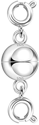 ALEXCRAFT Sterling Silber 925 Doppel Magnet Schmuckverschluss, Federschnalle Kettenverschluss Silber für Kette Halskette Armbänder Verbindungsschnallen, Magnetverbinder Kette Schmuckherstellung