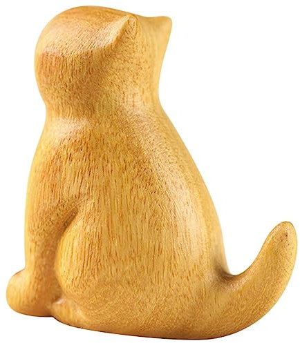 HOMSFOU Holz Katze Figurine Miniatur Sitzende Katze Statue Holz Ornament Für Schreibtisch Dekoration Exquisite Handwerkskunst Für Zuhause Und Büro