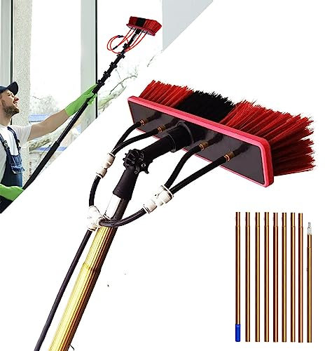 Witriolik 6m Wash Spazzolone Kit Spazzola Vetri, Spazzola Telescopica Alimentata ad Acqua, Kit Pulizia Pannelli Fotovoltaici, Scopa telescopica per pulizia Pulizia dei vetri con Spazzola