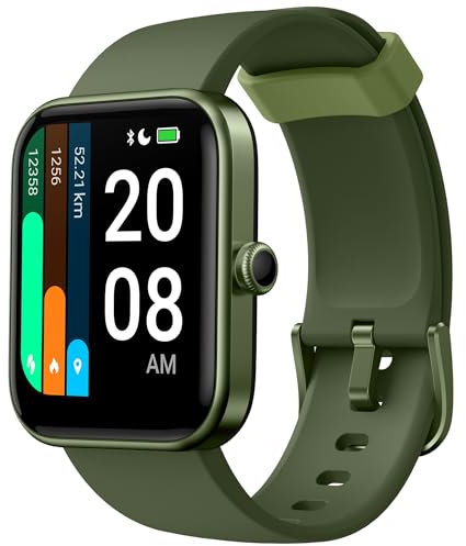 Vowtop Smartwatch per Uomo e Donna 1.69'' con Alexa, Monitoraggio Ossigeno, Frequenza Cardiaca, Sonno, Fitness, Notifiche. 14 Modalità Sportive.Compatibile con Android iOS,Verde Oliva