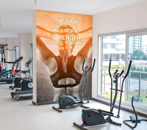 Wandtapete Selbstklebend 3D Fitness Tapeten Orange Farbe Wandtapete 3D Mädchen Tapete Wanddekoration 150x105cm