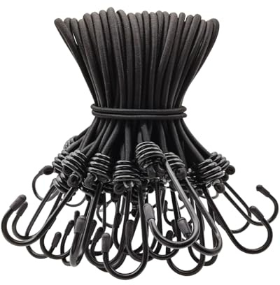 Spanngummi mit Haken 50 Stück - Expander mit Haken 20 cm - Multifunktional Planenspanner Gummispanner mit Haken für Camping Planen, Anhängerplane, Poolabdeckung (Schwarz)