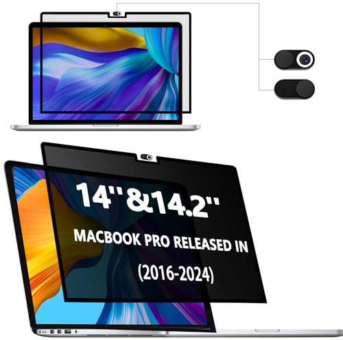 Dabernur Blickschutzfilter Nano Adsorption Abnehmbar für MacBook Pro 14 Zoll 2021-2023 (M1-M2, A2442/A2779), Anti Glare Blaulicht Blickschutzfolie Sichtschutzfolie Sichtschutz Privacy