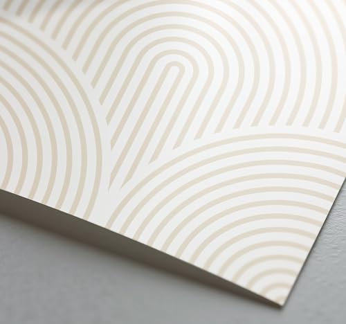 Fliesenaufkleber für Küche und Badezimmer - Parallele Linien Boho (10 x 10 cm, Beige)