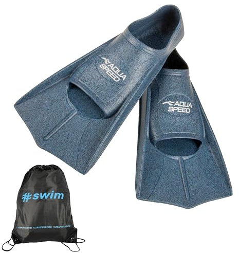 Aqua Speed RECO Set HIGH TECH Kurze Schwimmflossen für Erwachsene und Kinder + ULTRAPOWER #Swim Beutelrucksack | Herren | Damen | Trainingsflossen | Farbe:ozeanischer onyx/01, Größen:37/38