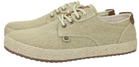 REFRESH 171721 Zapatillas de Lona, con Piso de Esparto, Cordones y Plantillas Suaves, cómodas, Frescas, Ideales para Verano Hombre Zapatillas Beige 42