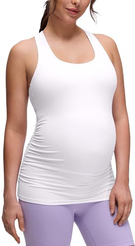 CRZ YOGA Umstands Racerback Tanktops | Butterluxe, Leichter Halt, Pads, Yoga, Extrem Weich, Seitlich gerafft, Breite Träger, Schwangerschaft & Wochenbett