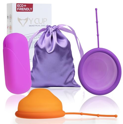 Wiederverwendbare Periodenscheibe, nachhaltige Menstruationsscheibe als Alternative zu Tampons und Menstruationstasse, mit Zwei Größen und Aufbewahrungstasche